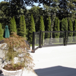 Black Framed Glass Railing. 3" Post. <br> Monitor colors will vary. Request a color sample. G3