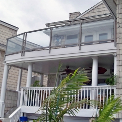 Burnished Slate Frameless Glass Railing. 2" Fascia Mount Post. <br> Monitor colors will vary. Request a color sample. G3FL