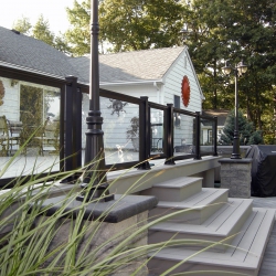 Black Framed Glass Railing. 3" Post. <br> Monitor colors will vary. Request a color sample. G4
