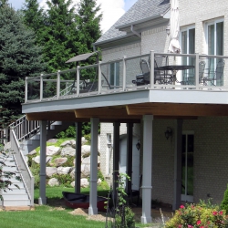 Granite Grey Frameless Glass Railing. 3" Post. <br> Monitor colors will vary. Request a color sample. G5FL