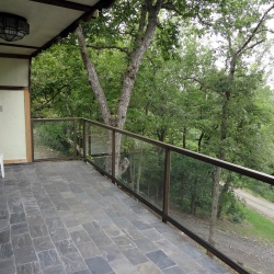 Bronze Frameless Glass Railing. 2" Post. <br> Monitor colors will vary. Request a color sample. G7FL