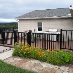 Saddle Brown Decking - Black Picket Railings<br> Monitor colors will vary. Request a color sample. LD10