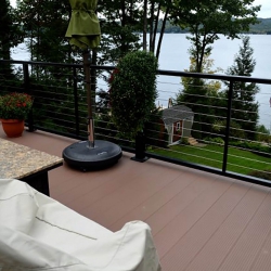 Saddle Brown Decking - Black Cable Railings<br> Monitor colors will vary. Request a color sample. LD12