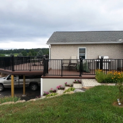 Saddle Brown Decking - Black Picket Railings<br> Monitor colors will vary. Request a color sample. LD20
