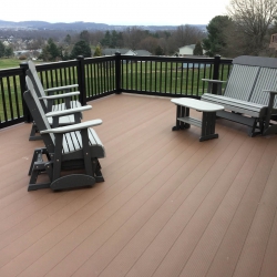 Saddle Brown Decking - Black Traditional Railings<br> Monitor colors will vary. Request a color sample. LD6