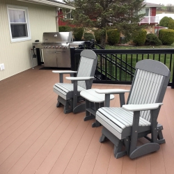 Saddle Brown Decking - Black Traditional Railings<br> Monitor colors will vary. Request a color sample. LD7
