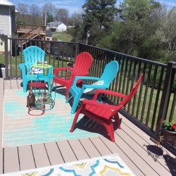 Burnished Slate Picket Railing - Nextdeck Buckskin Decking<br> Monitor colors will vary. Request a color sample. P1