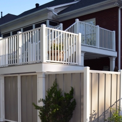 White Picket and Privacy Railing. 4" Post <br> Monitor colors will vary. Request a color sample. P4