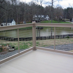 Buckskin Traditional Cable Railing. Buckskin Lockdry aluminum decking.<br> Monitor colors will vary. Request a color sample. T13