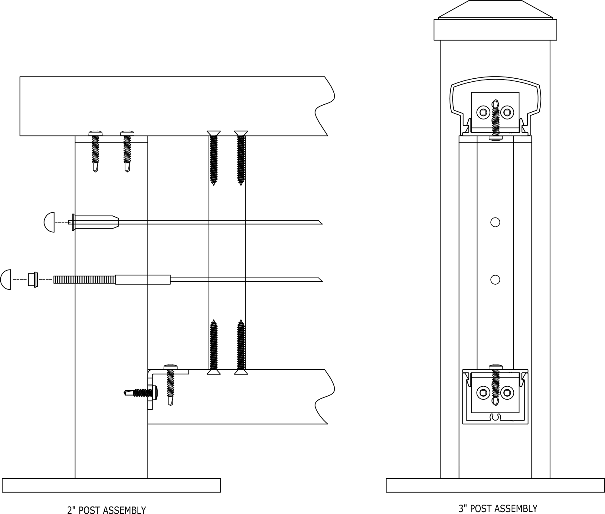 Cable railing profile drawings